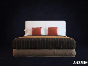 bed with pillows 3D Model