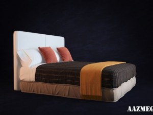 bed with pillows 3D 模型
