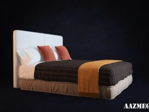 bed with pillows 3D Model