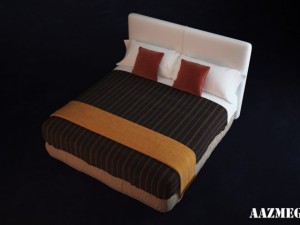 bed with pillows 3D 模型