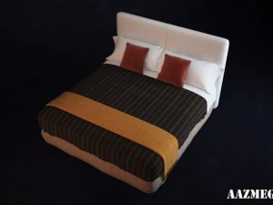 bed with pillows 3D Model