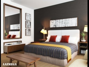 bed with pillows 3D 模型