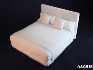 bed with pillows 3D 模型