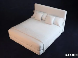 bed with pillows 3D Model