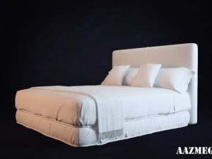bed with pillows 3D 模型