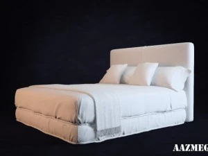 bed with pillows 3D Model