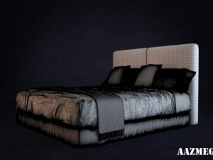 bed with pillows 3D 模型
