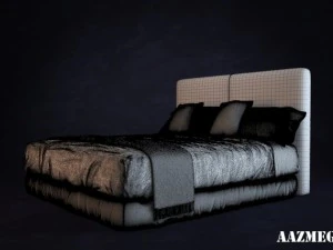 bed with pillows 3D Model