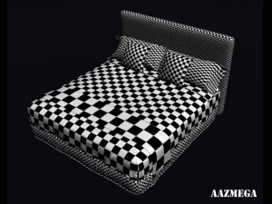 bed with pillows 3D 模型