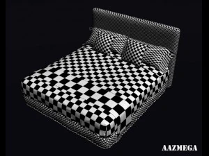 bed with pillows 3D Model
