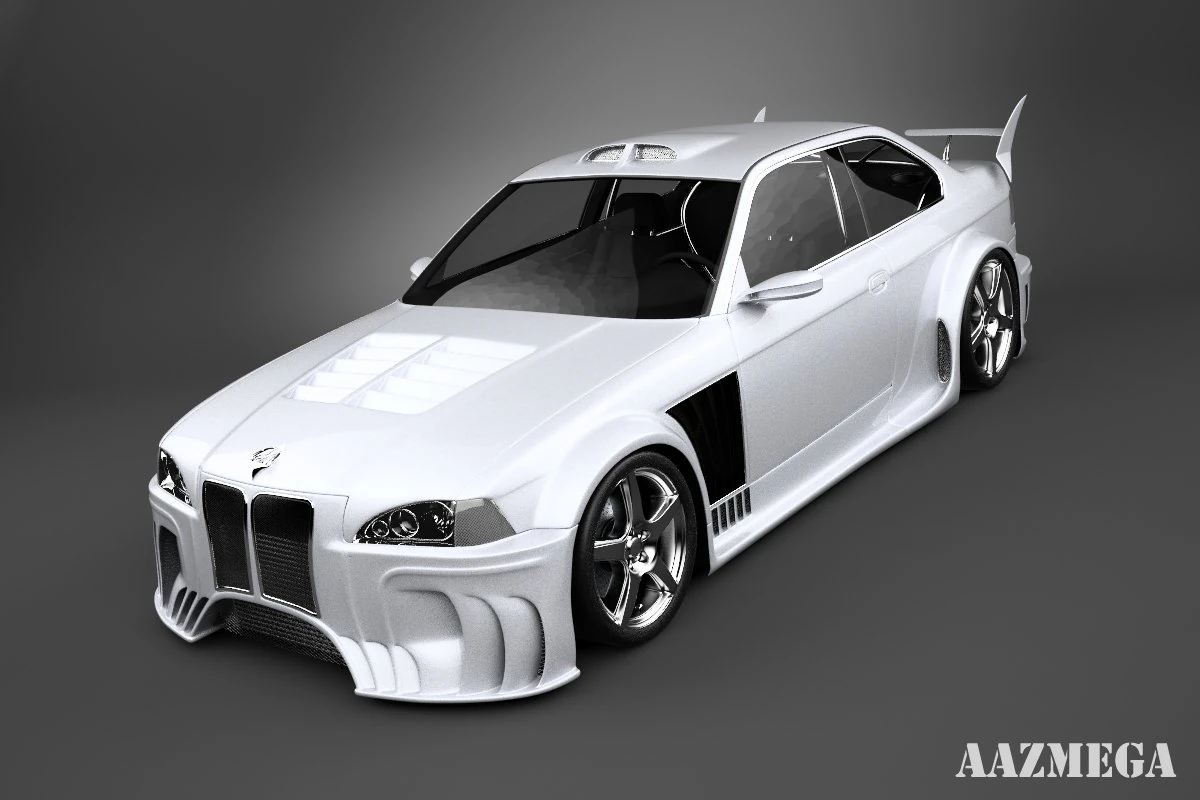 bmw e36 shark tuning 3D Model .c4d .max .obj .3ds .fbx .stl .blend 