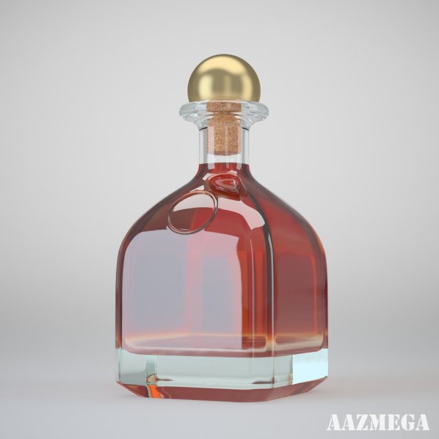 bottle with whisky Model 3D .c4d .max .obj .3ds .fbx .stl .blend 