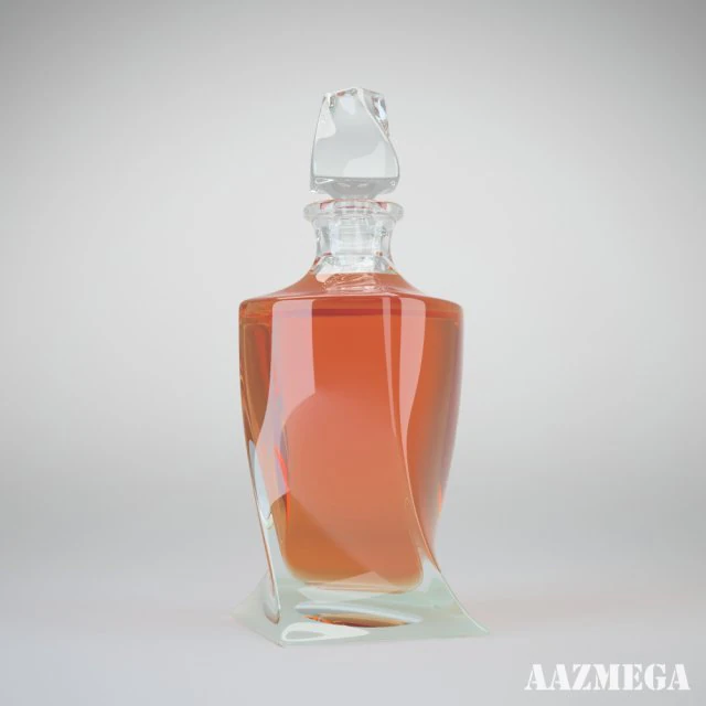 bottle with whisky 3D Model .c4d .max .obj .3ds .fbx .stl .blend 