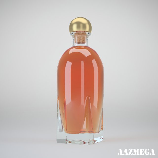 bottle with whisky 3D Модель .c4d .max .obj .3ds .fbx .stl .blend 