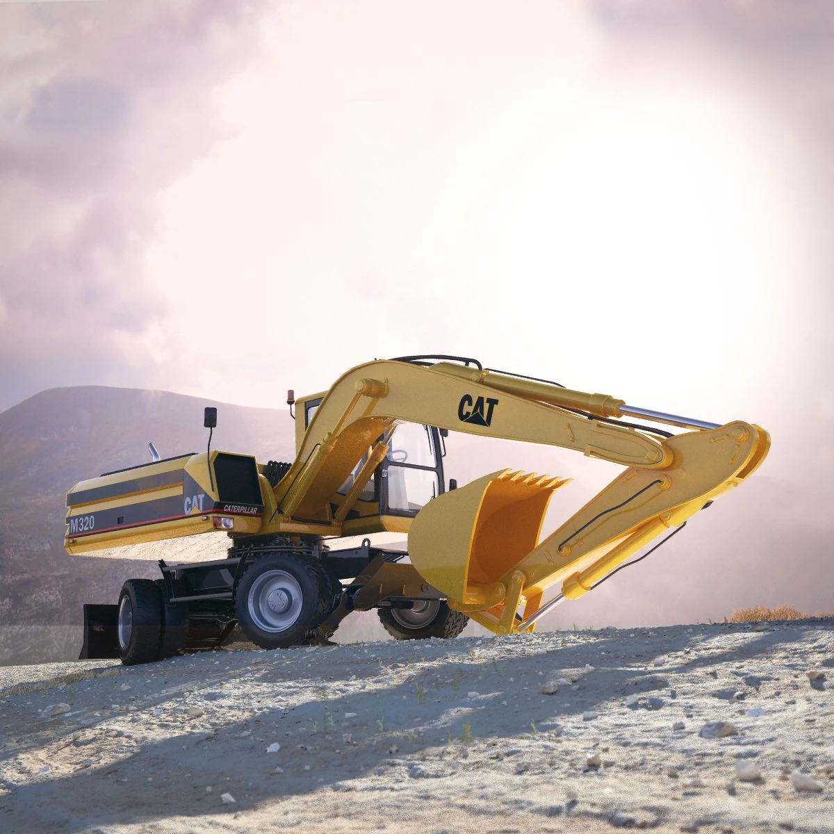 caterpillar m320 wheel excavator 3D Model .c4d .max .obj .3ds .fbx .stl .blend 