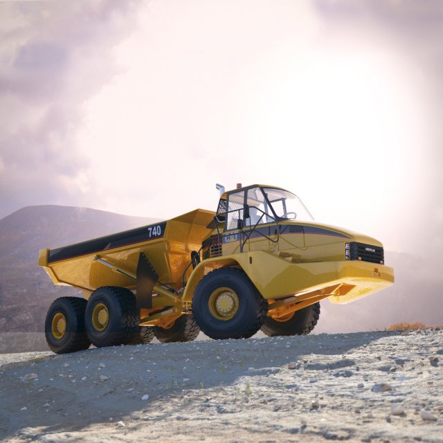caterpillar 740 articulated truck 3D मॉडल .c4d .max .obj .3ds .fbx .stl .blend 