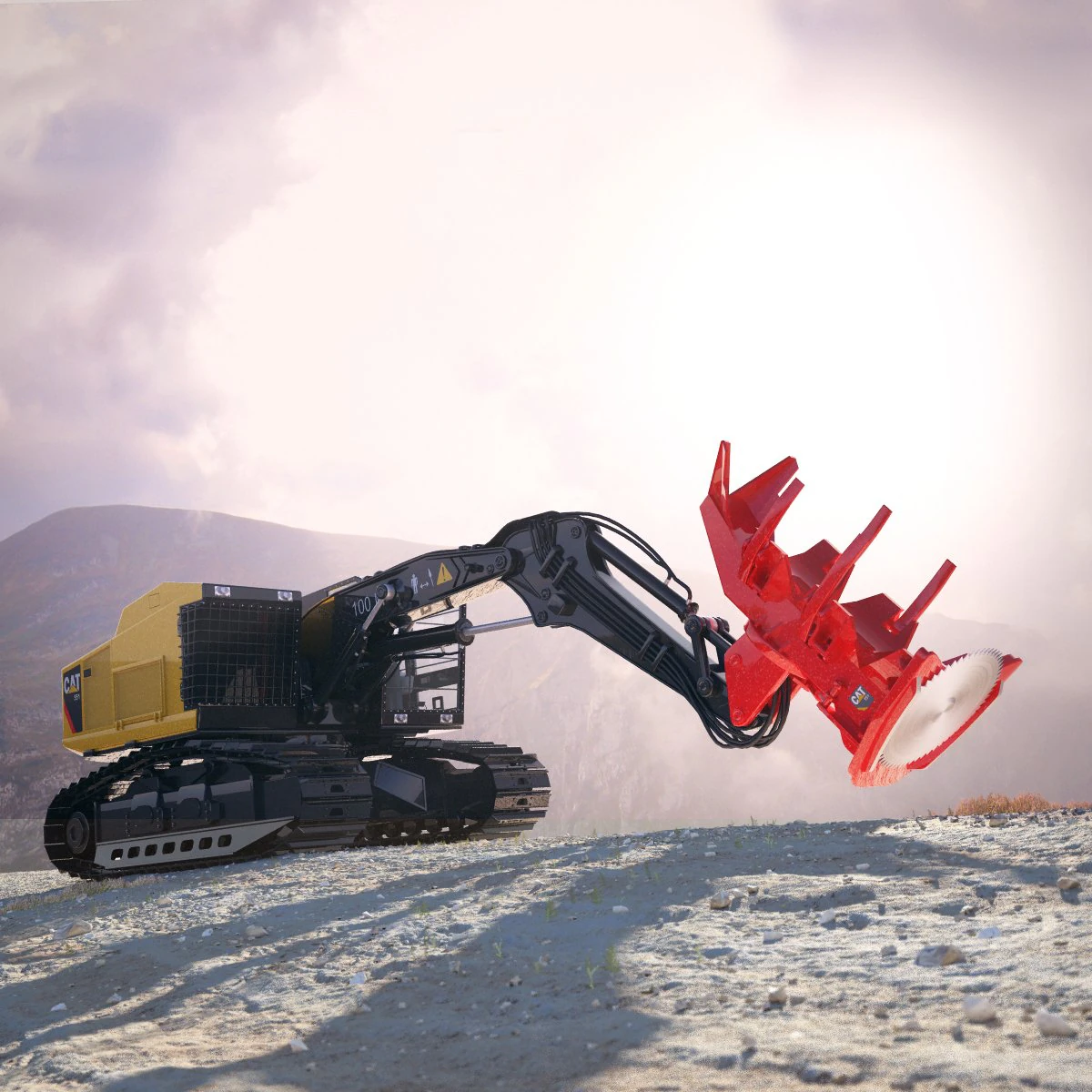 caterpillar 552 track harvester 3D Model .c4d .max .obj .3ds .fbx .stl .blend