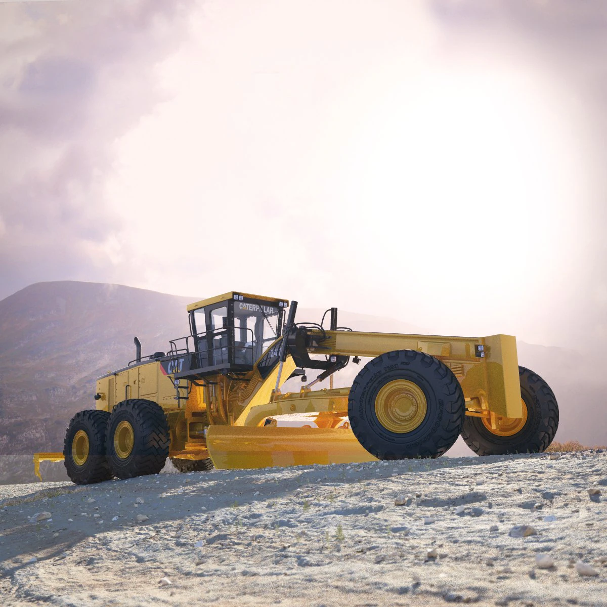 caterpillar 24m motor mining grader 3D Model .c4d .max .obj .3ds .fbx .stl .blend