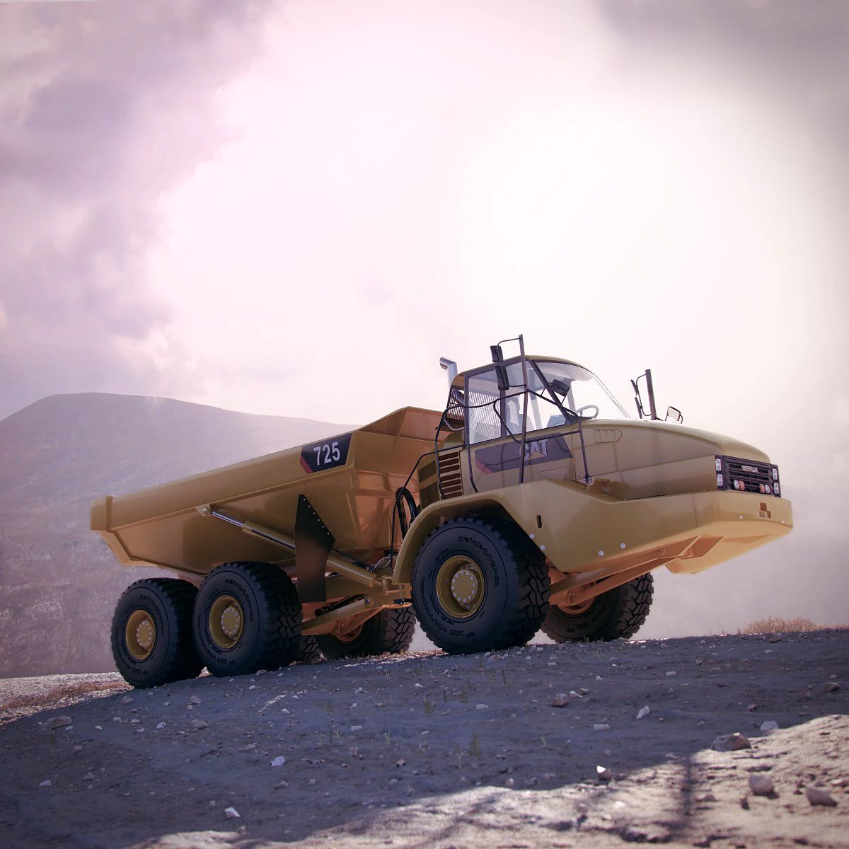 caterpillar 725 articulated truck 3D Model .c4d .max .obj .3ds .fbx .stl .blend 