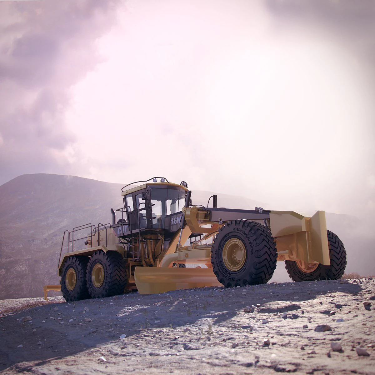caterpillar 16m motor mining grader 3D Model .c4d .max .obj .3ds .fbx .stl .blend