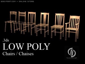 lowpoly chairs Model 3D