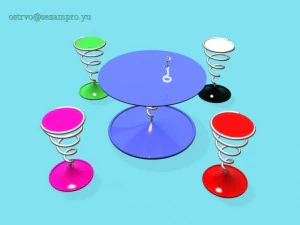 テーブルと椅子 3Dモデル