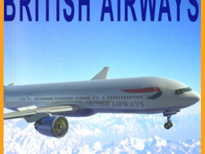 777-200lr british airways Modelo 3D