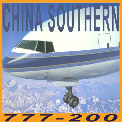 b777-200lr-china southern 3D Model .c4d .max .obj .3ds .fbx .stl .blend 
