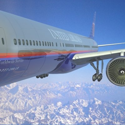 b777-200lr-united airlines 3Dモデル .c4d .max .obj .3ds .fbx .stl .blend 