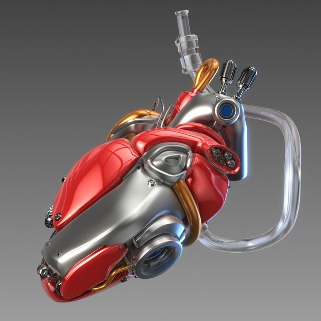 artificial cyber heart 3D Model .c4d .max .obj .3ds .fbx .stl .blend 