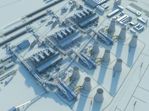 发电厂 3D 模型
