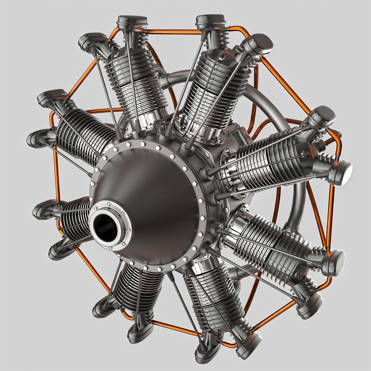 animated radial engine 3D Model .c4d .max .obj .3ds .fbx .stl .blend 