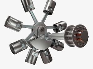 animated radial engine 3D-Modell