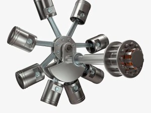 animated radial engine 3D Model