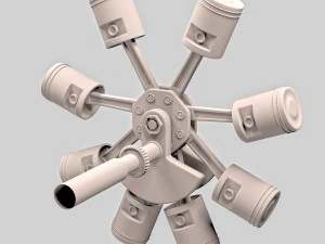 animated radial engine 3D Model