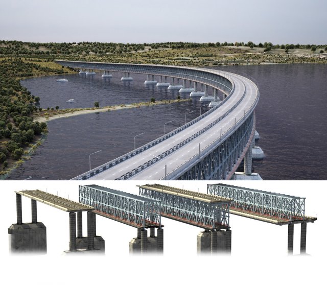 bridge construction 3D Model .c4d .max .obj .3ds .fbx .stl .blend 