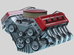 汽车发动机 - 动画 3D 模型