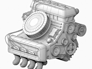 car engine - animated Modello 3D