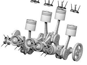 car engine - animated Modello 3D