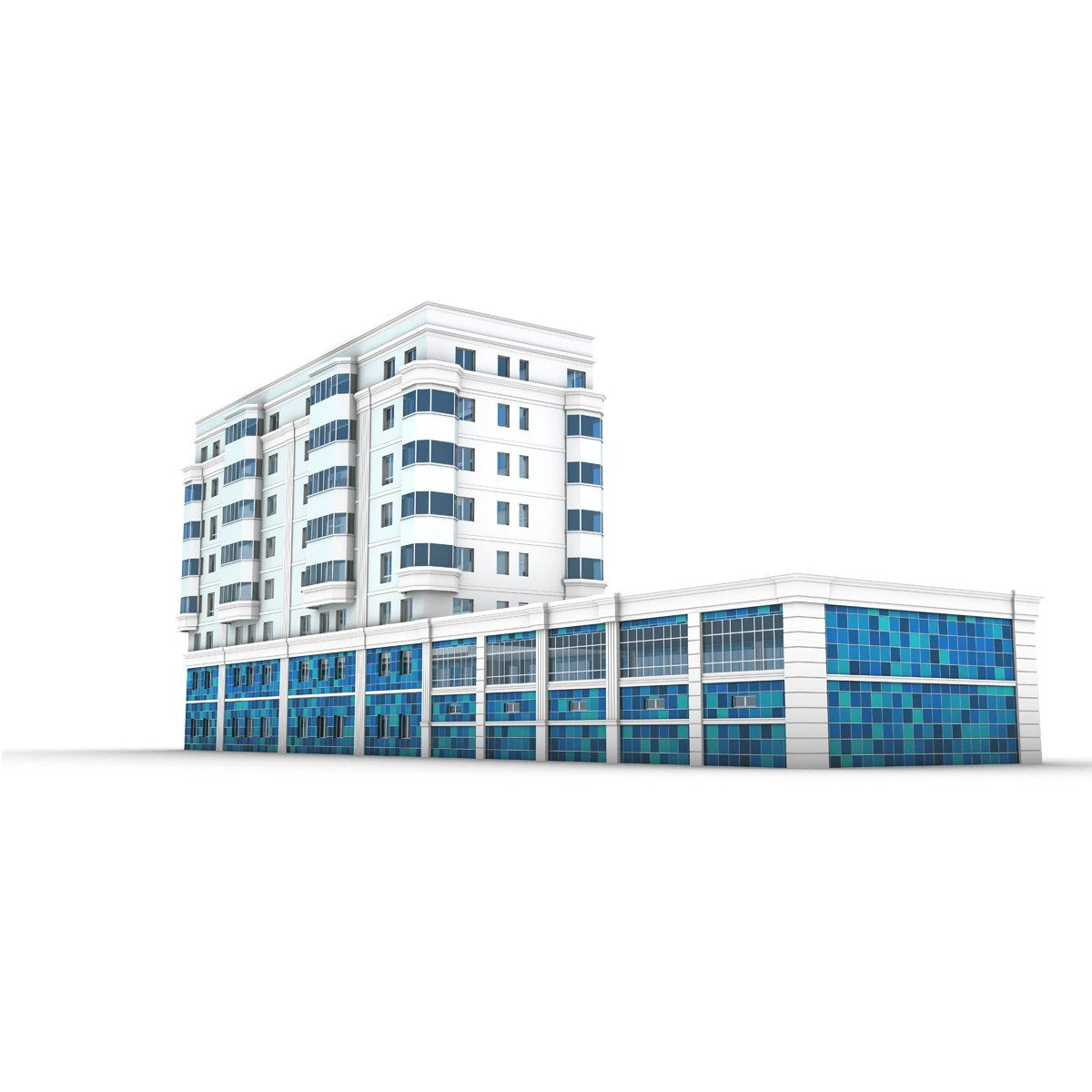 modern building with swimming pool 3D Model .c4d .max .obj .3ds .fbx .stl .blend