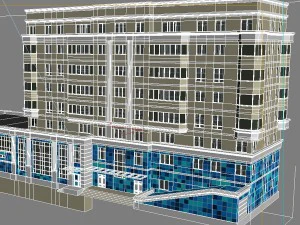modern building with swimming pool 3D Model
