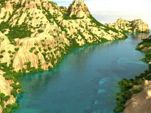 mountain terrain with lake Modello 3D