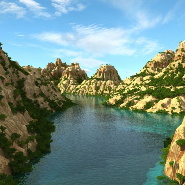 mountain terrain with lake Modello 3D .c4d .max .obj .3ds .fbx .stl .blend 