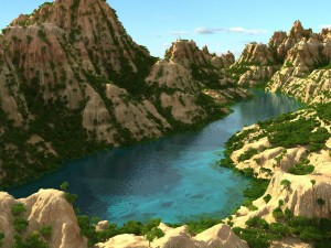mountain terrain with lake Modello 3D
