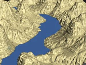 mountain terrain with lake 3D Model