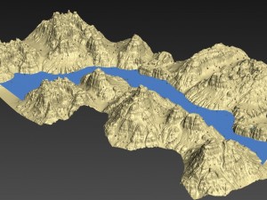mountain terrain with lake Modello 3D