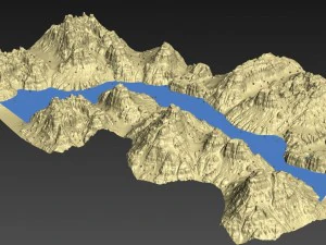mountain terrain with lake 3D Model