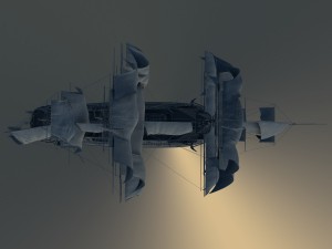 ship animated sail and foam with splashes 3D Model