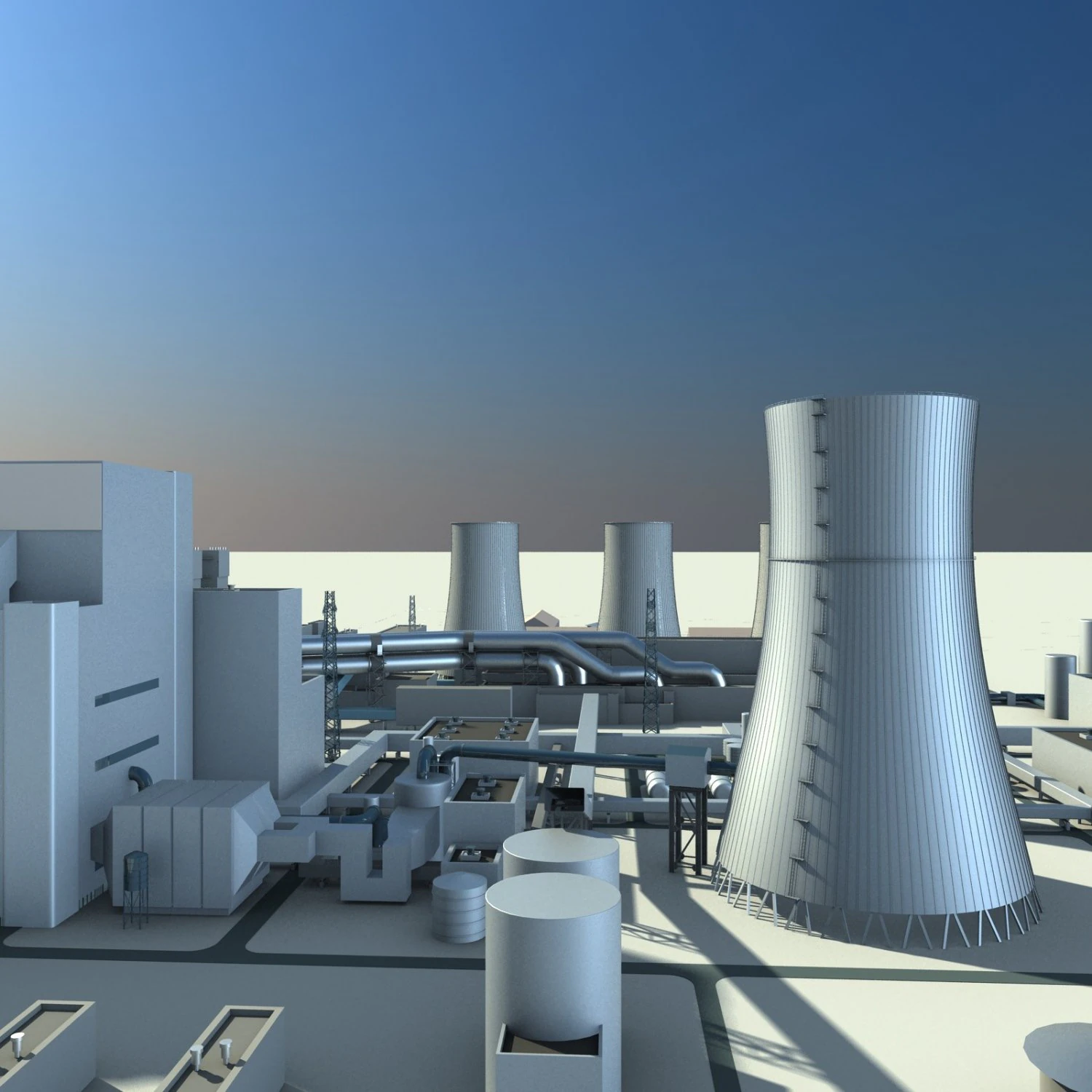 planta de energ&iacute;a t&eacute;rmica Modelo 3D .c4d .max .obj .3ds .fbx .stl .blend 