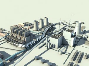 planta de energ&iacute;a t&eacute;rmica Modelo 3D
